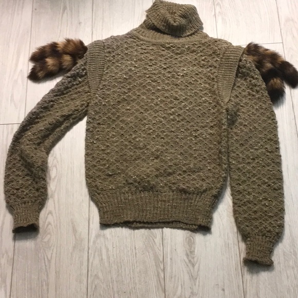 Vintage sweater with raccoon fur tails